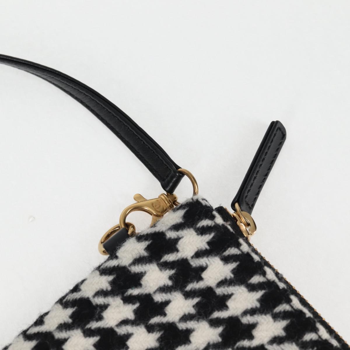 CHANEL Chain Shoulder Bag Tweed Black Gold CC Auth 126118SM