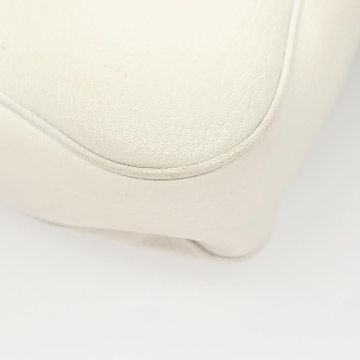 Salvatore Ferragamo Shoulder Bag Leather White Silver Auth 126119