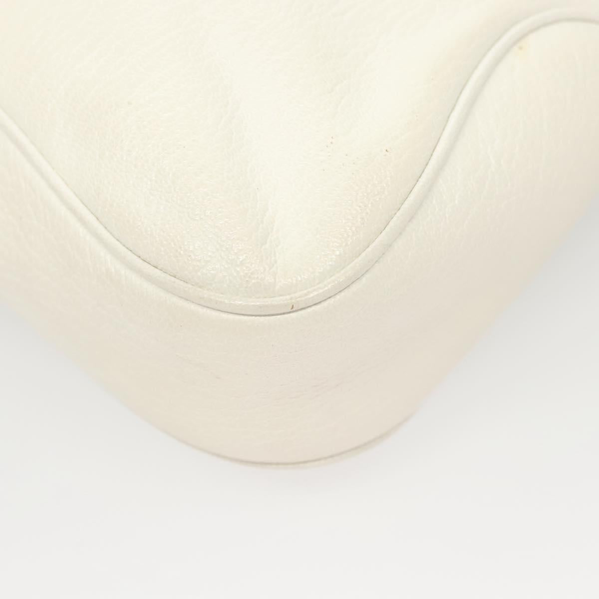 Salvatore Ferragamo Shoulder Bag Leather White Silver Auth 126119