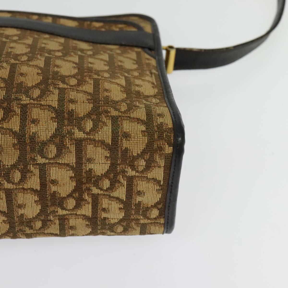 Christian Dior Trotter Canvas Shoulder Bag Beige Auth 126128