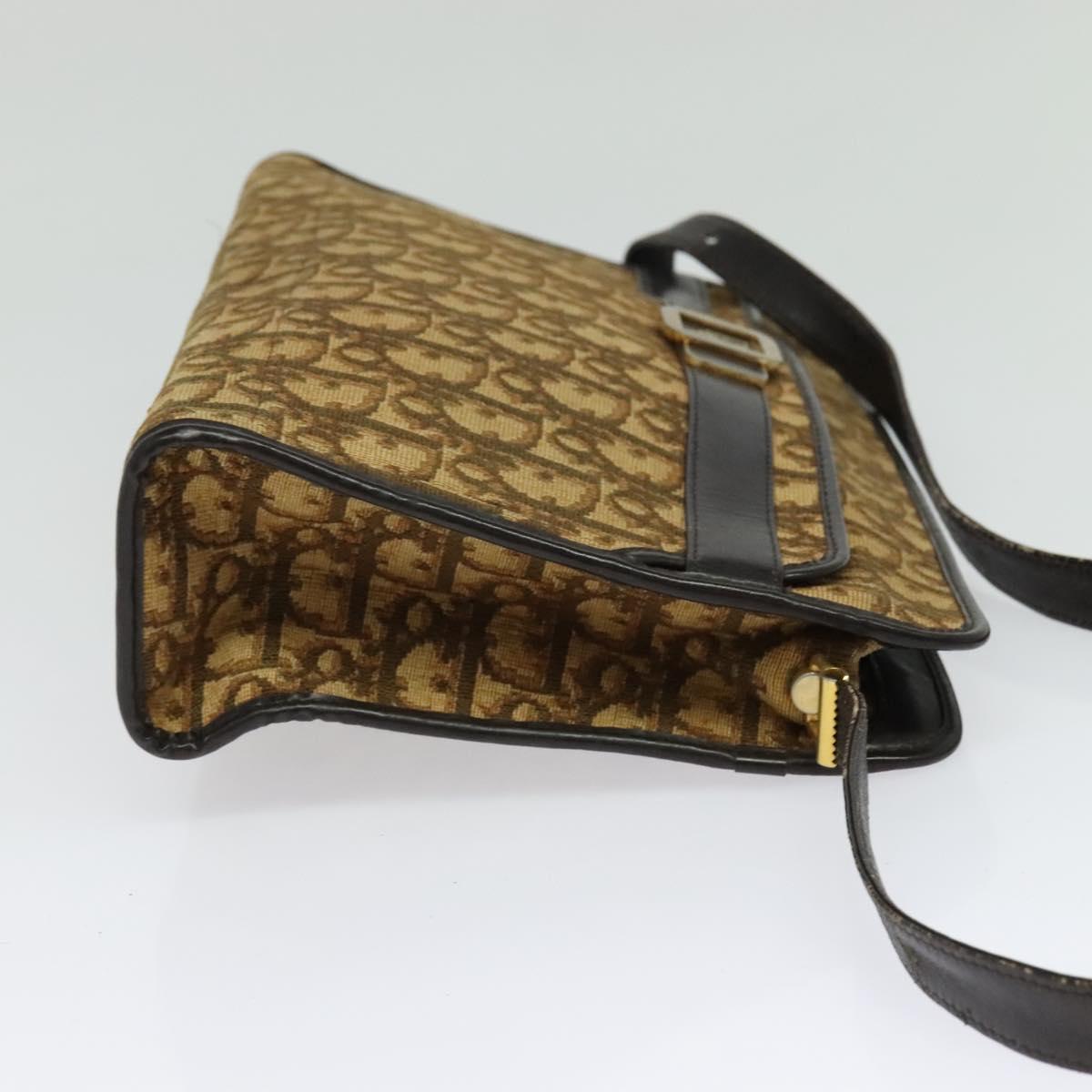 Christian Dior Trotter Canvas Shoulder Bag Beige Auth 126128