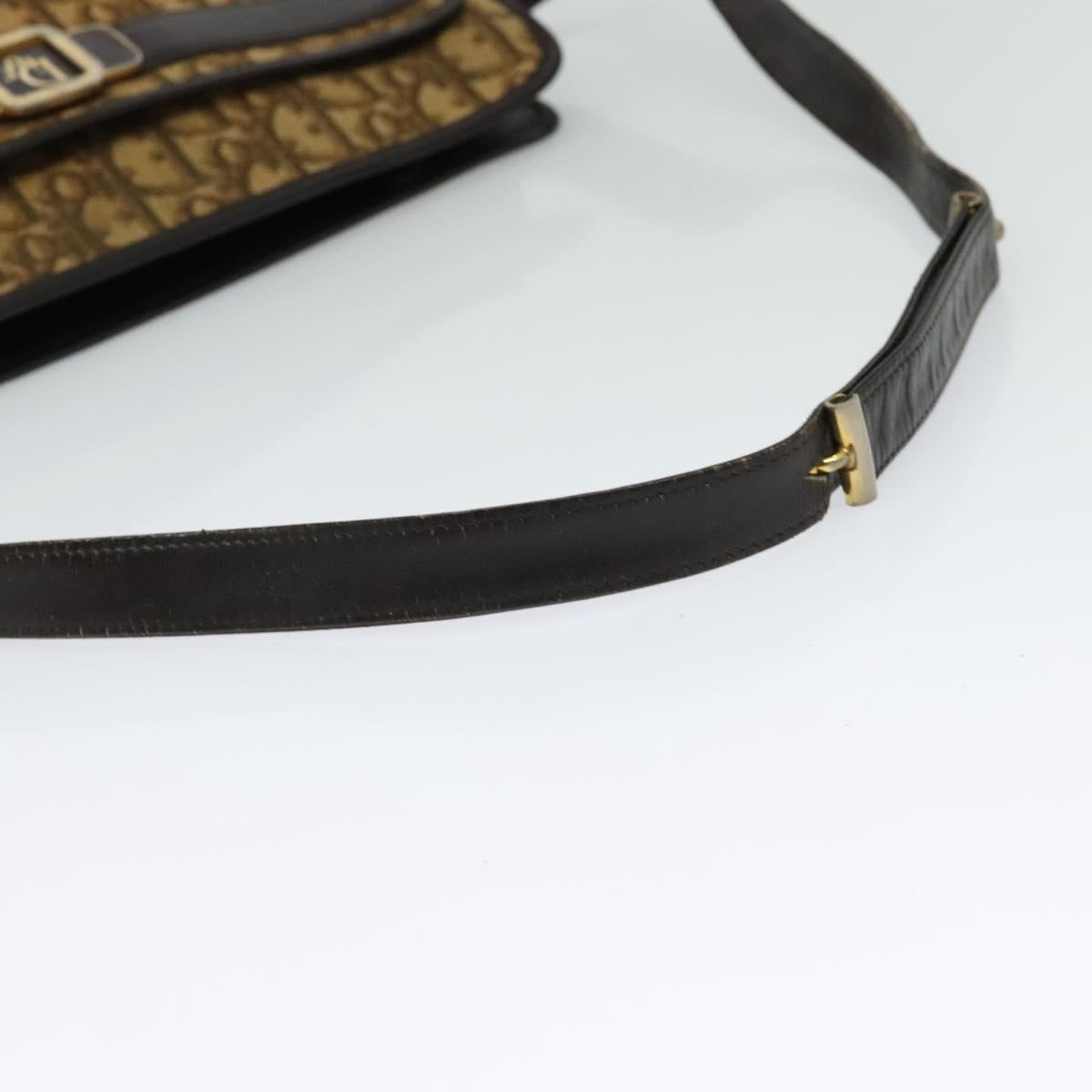 Christian Dior Trotter Canvas Shoulder Bag Beige Auth 126128