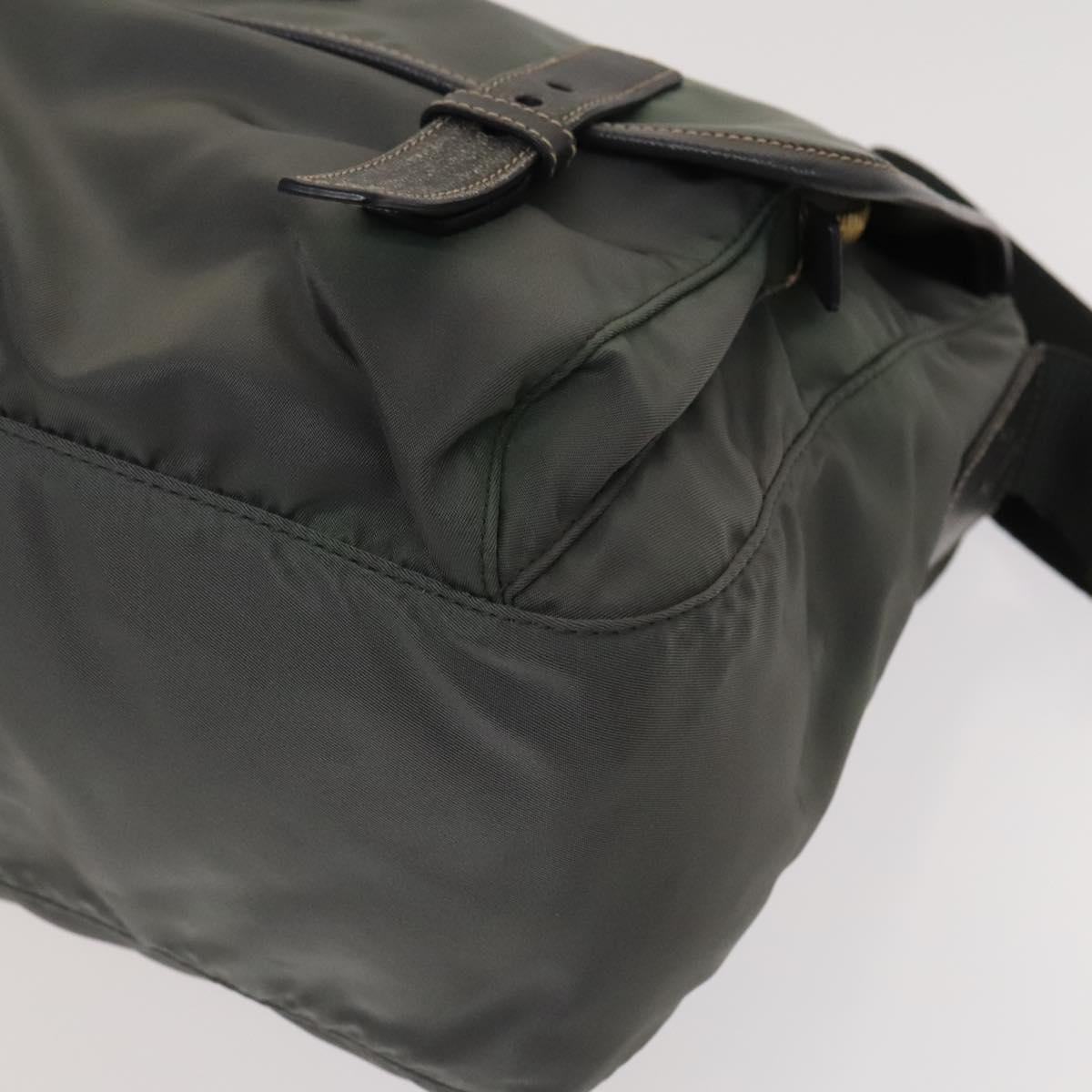 PRADA Shoulder Bag Nylon Leather 2Set Blue Gray Auth 126134