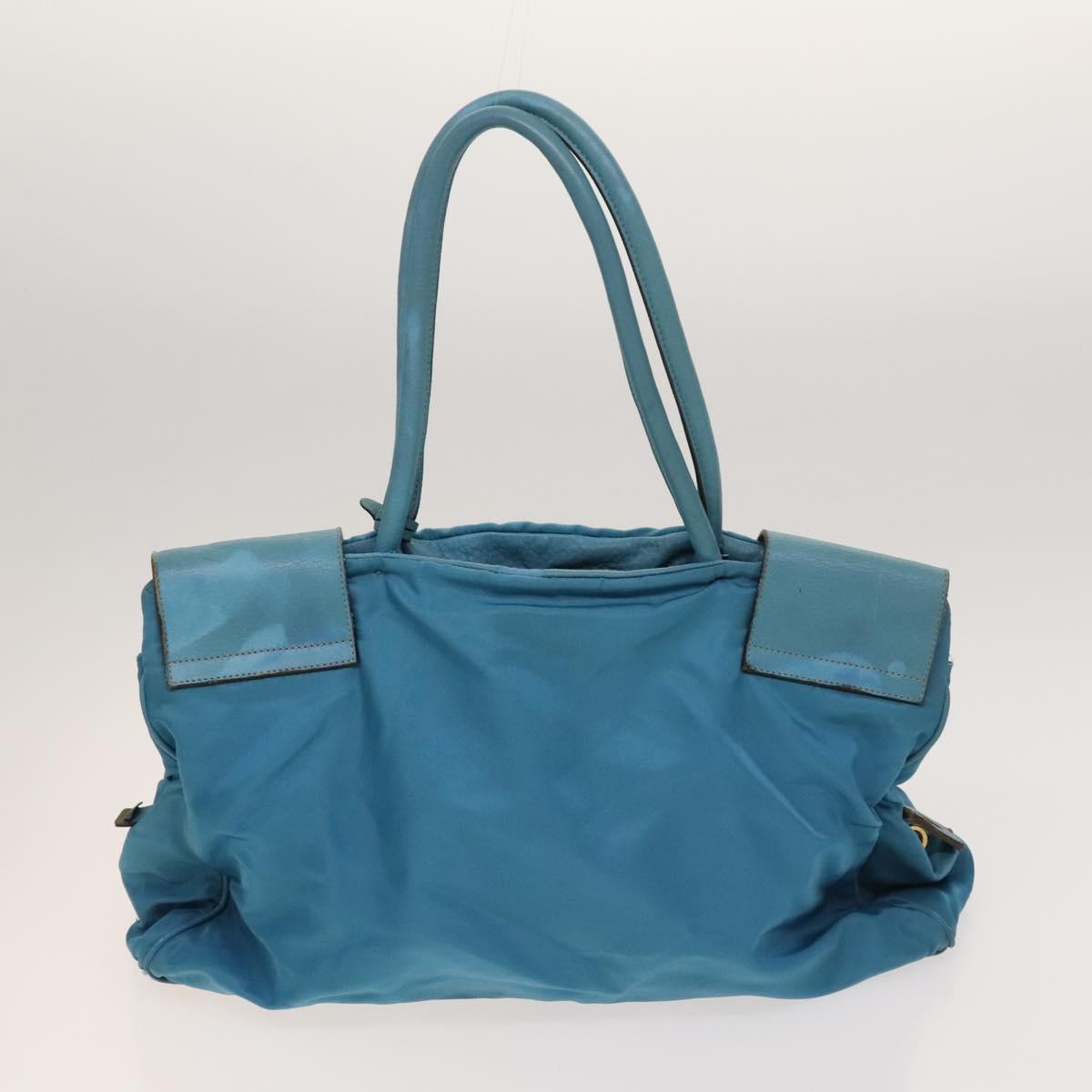 PRADA Shoulder Bag Nylon Leather 2Set Blue Gray Auth 126134