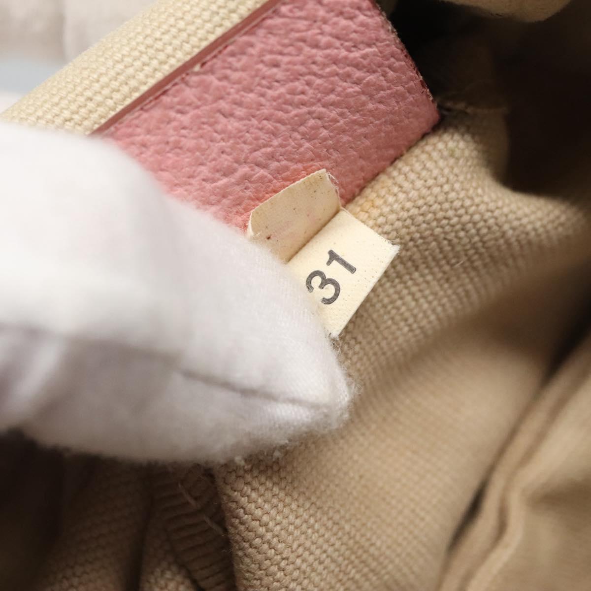 PRADA Tote Bag Canvas Beige Silver Auth 126135