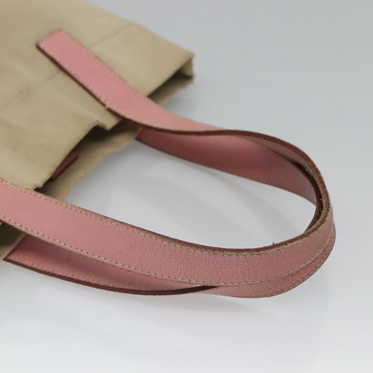 PRADA Tote Bag Canvas Beige Silver Auth 126135