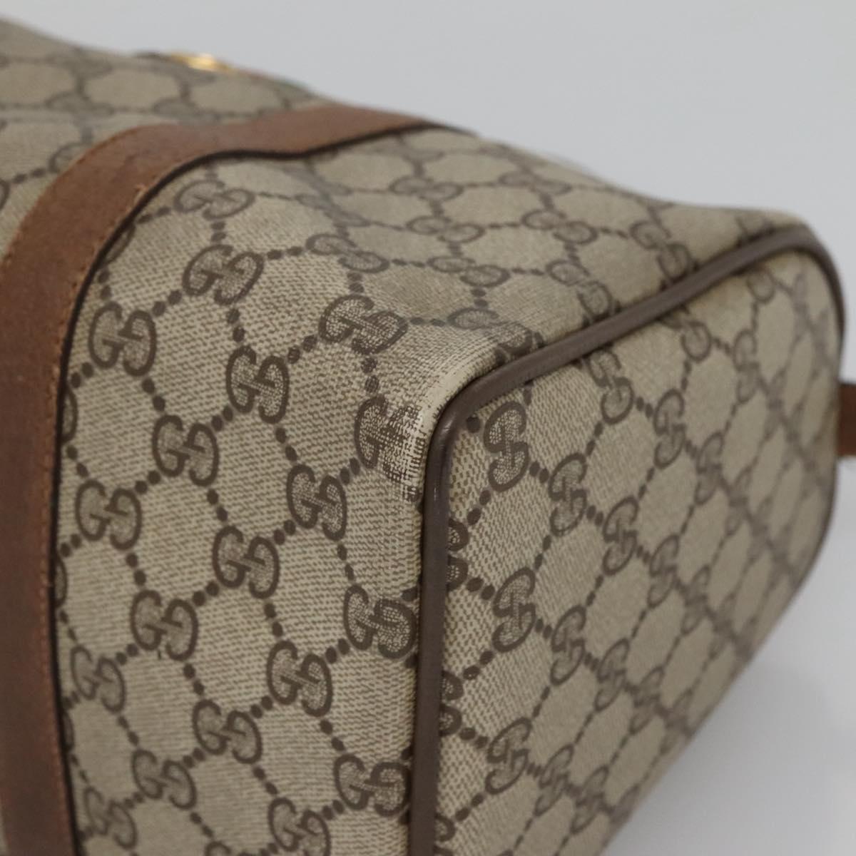 GUCCI GG Supreme Web Sherry Line Boston Bag PVC Beige Gold 40 02 007 Auth 126148