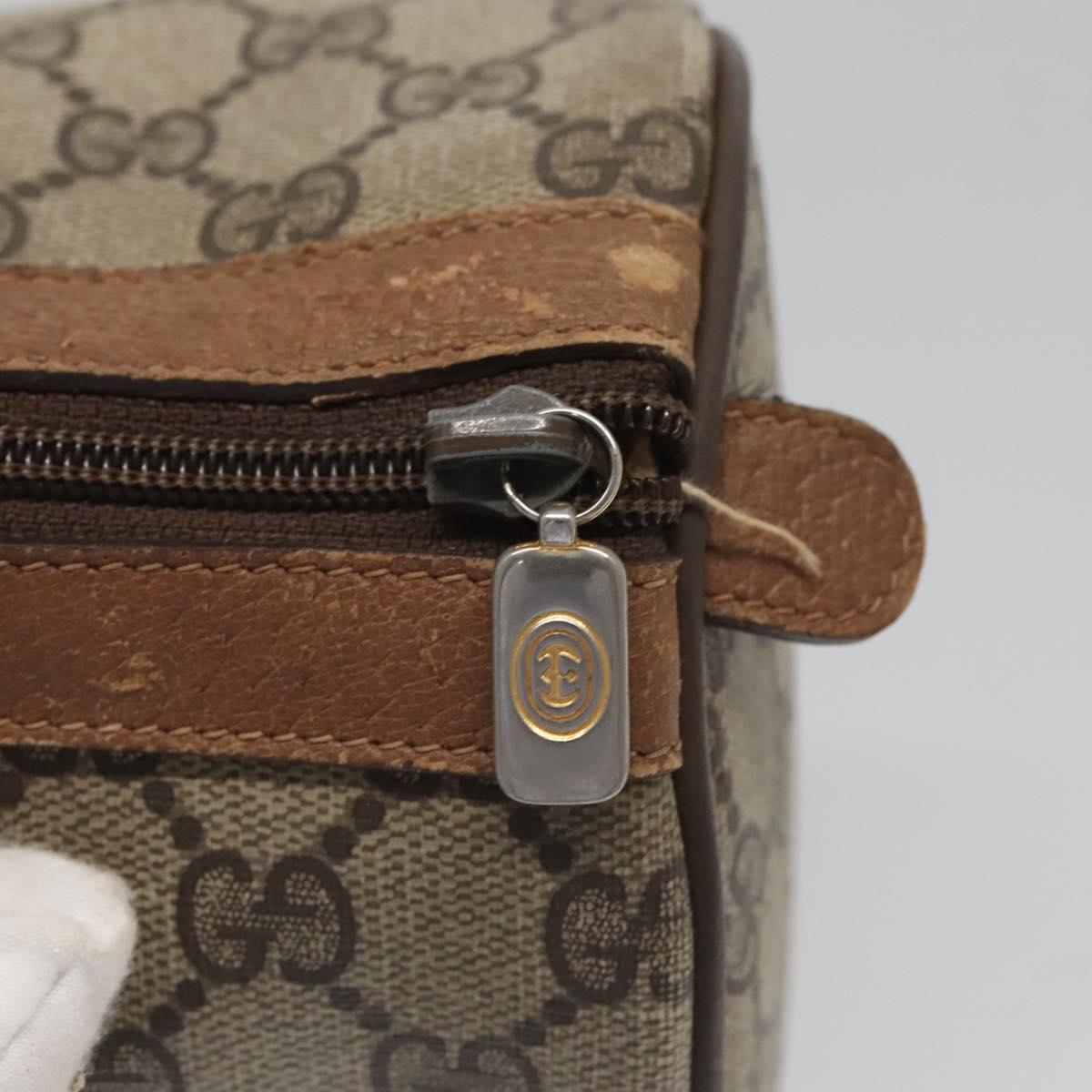 GUCCI GG Supreme Web Sherry Line Boston Bag PVC Beige Gold 40 02 007 Auth 126148