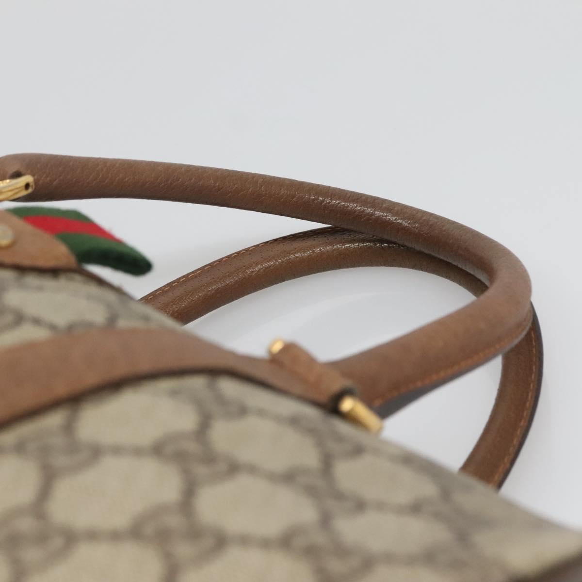 GUCCI GG Supreme Web Sherry Line Boston Bag PVC Beige Gold 40 02 007 Auth 126148