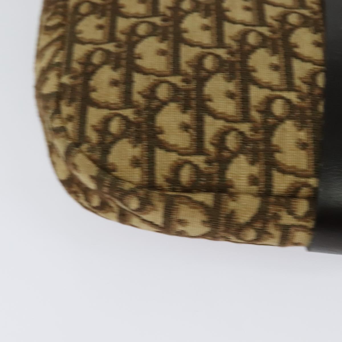 Christian Dior Trotter Canvas Shoulder Bag Brown Gold Auth 126151