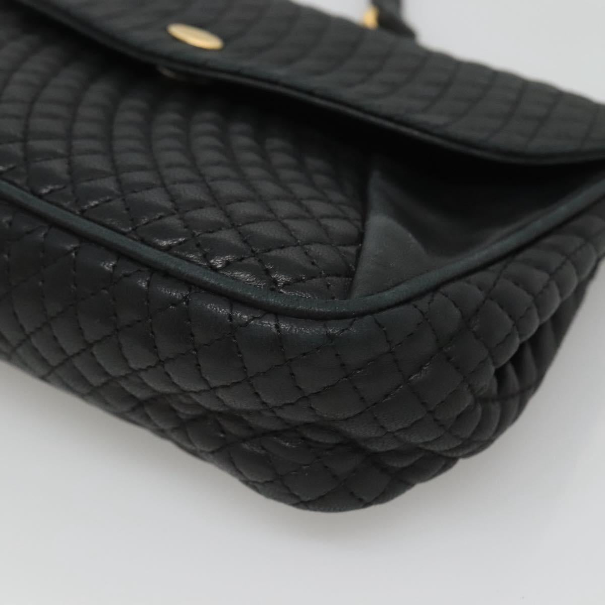 BALLY Shoulder Bag Leather Black Gold Auth 126155