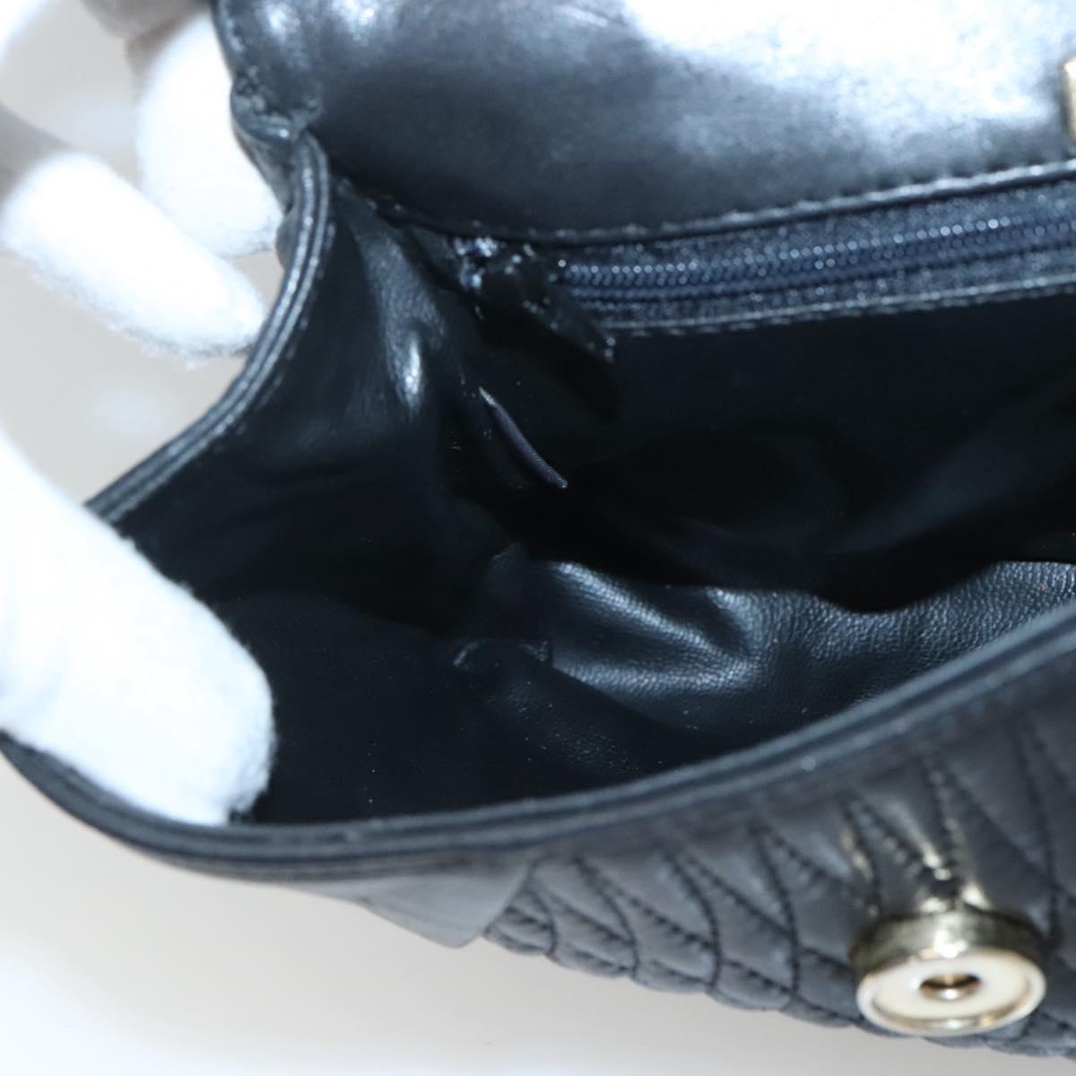 BALLY Shoulder Bag Leather Black Gold Auth 126155