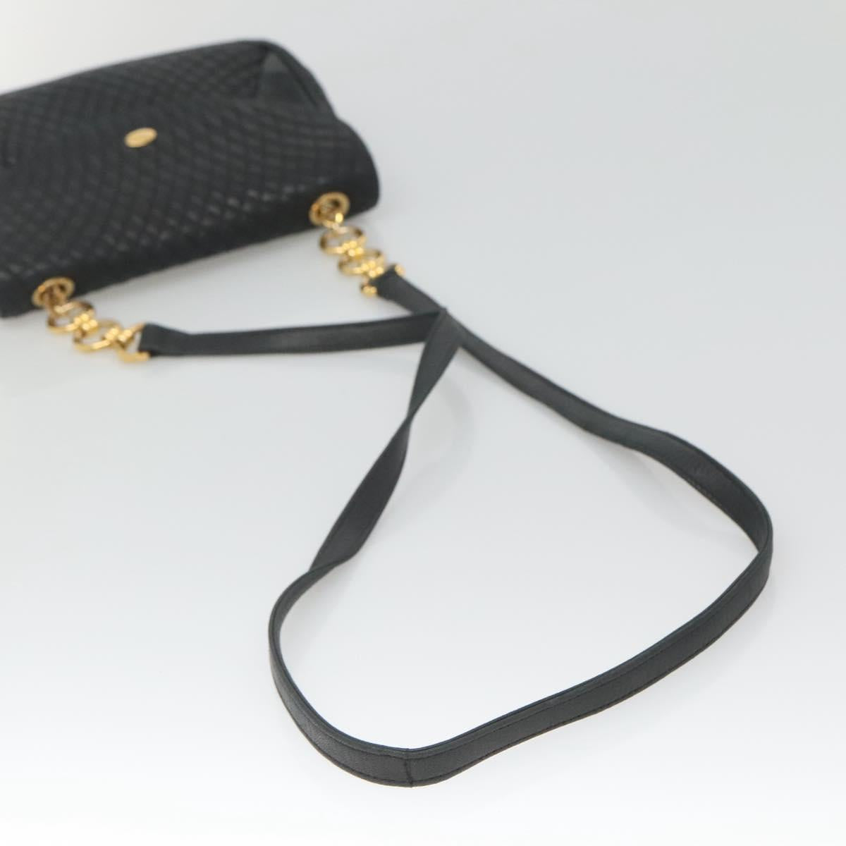 BALLY Shoulder Bag Leather Black Gold Auth 126155