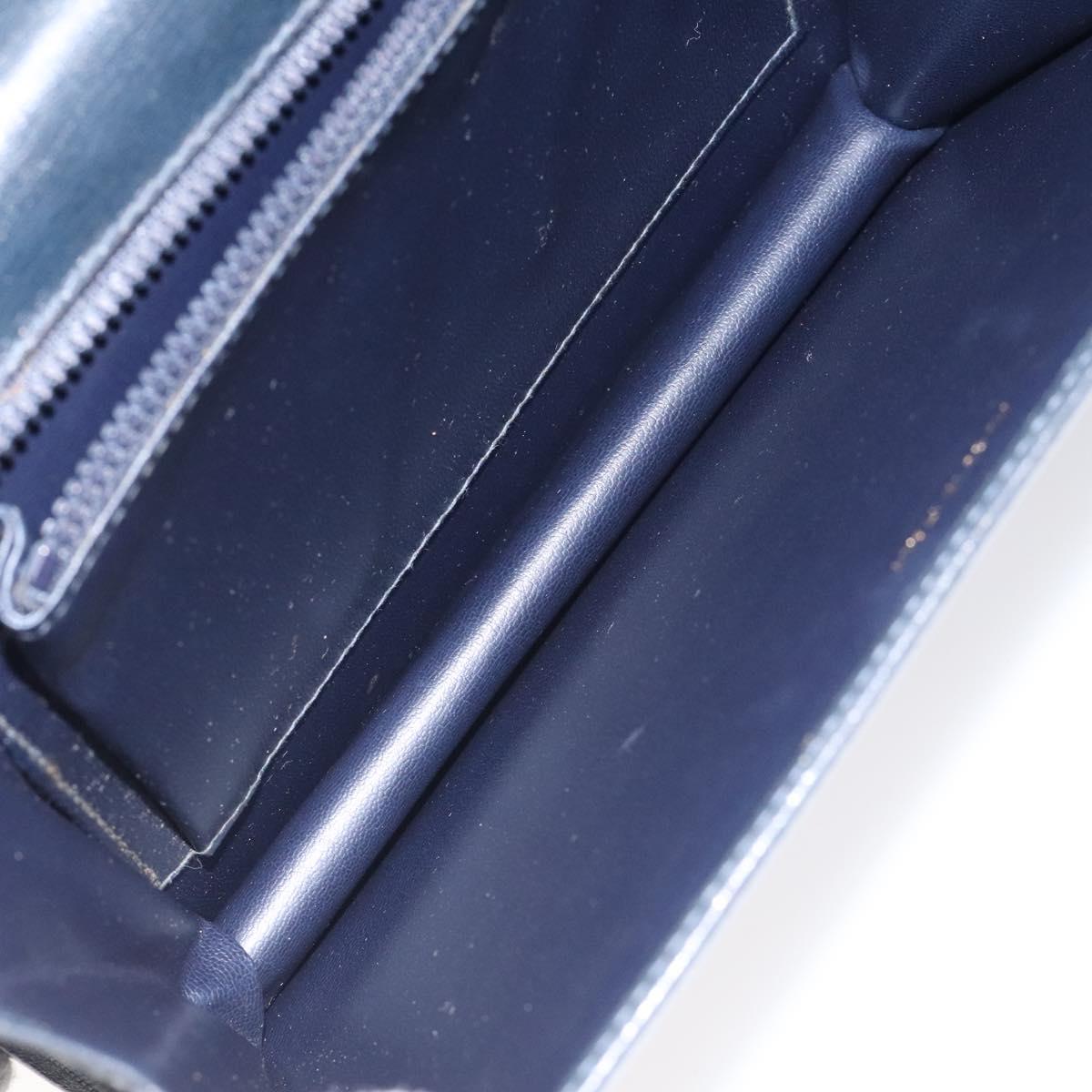 CELINE Shoulder Bag Leather Navy Gold Auth 126159