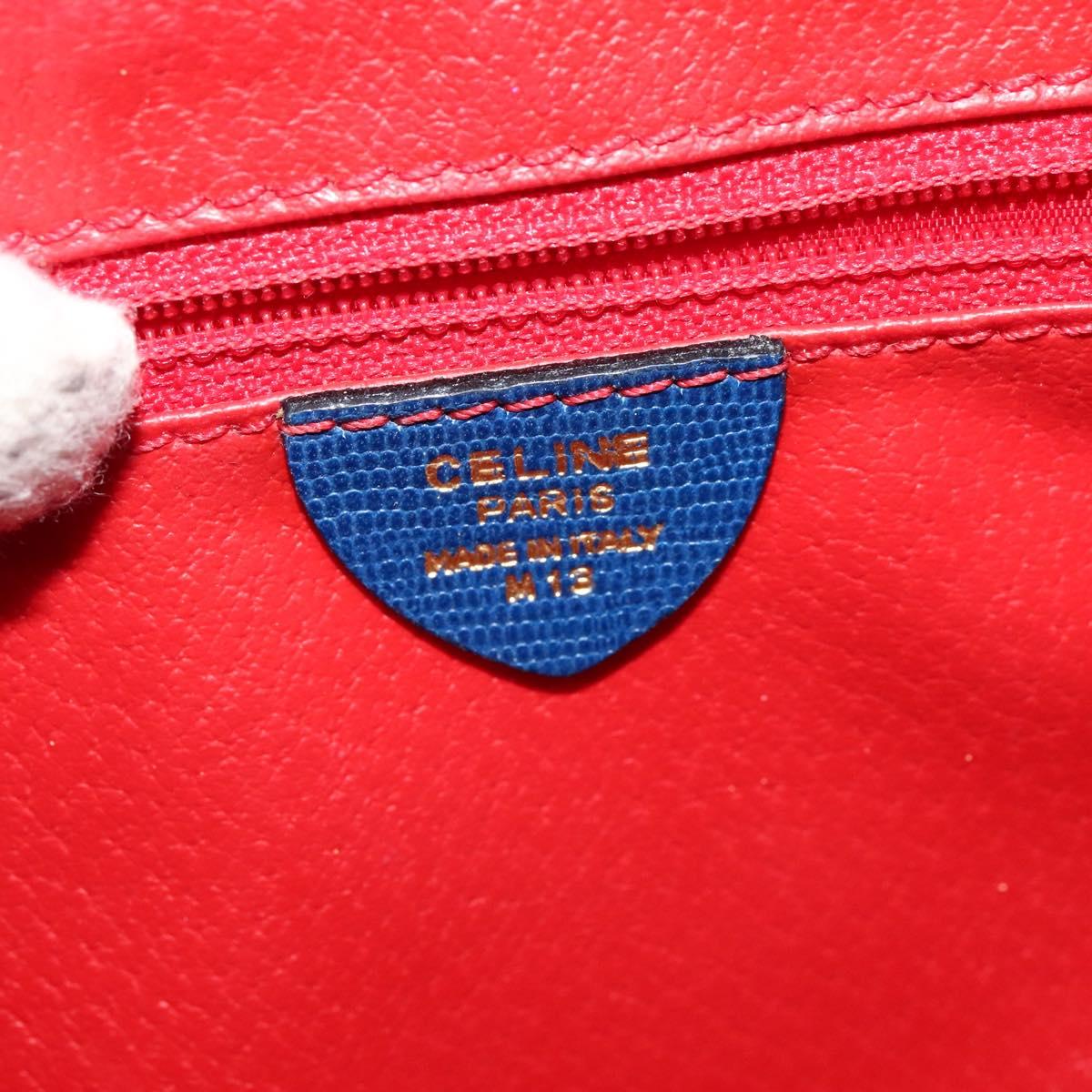 CELINE Shoulder Bag Leather Blue Gold Auth 126160