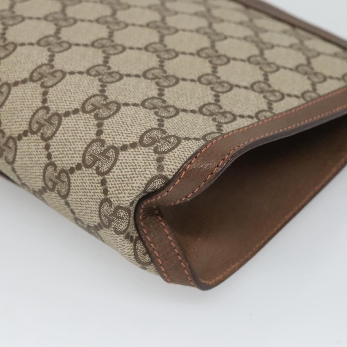 GUCCI GG Supreme Web Sherry Line Clutch Bag PVC Beige 89 01 033 Auth 126164