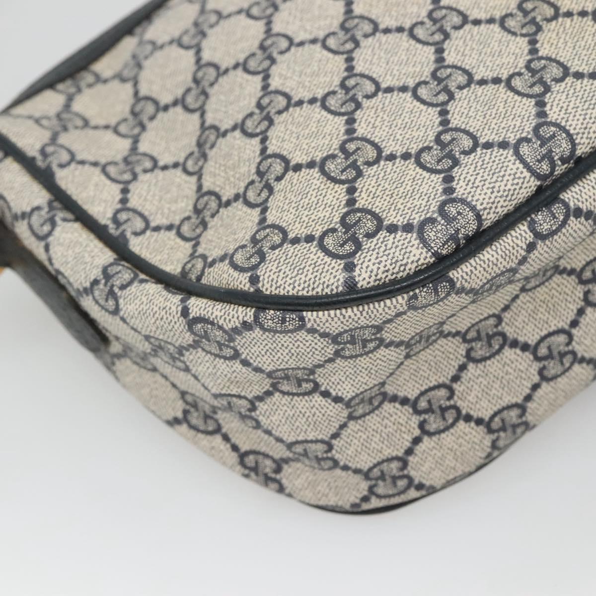 GUCCI GG Supreme Sherry Line Shoulder Bag PVC Navy Gold 89 02 032 Auth 126166
