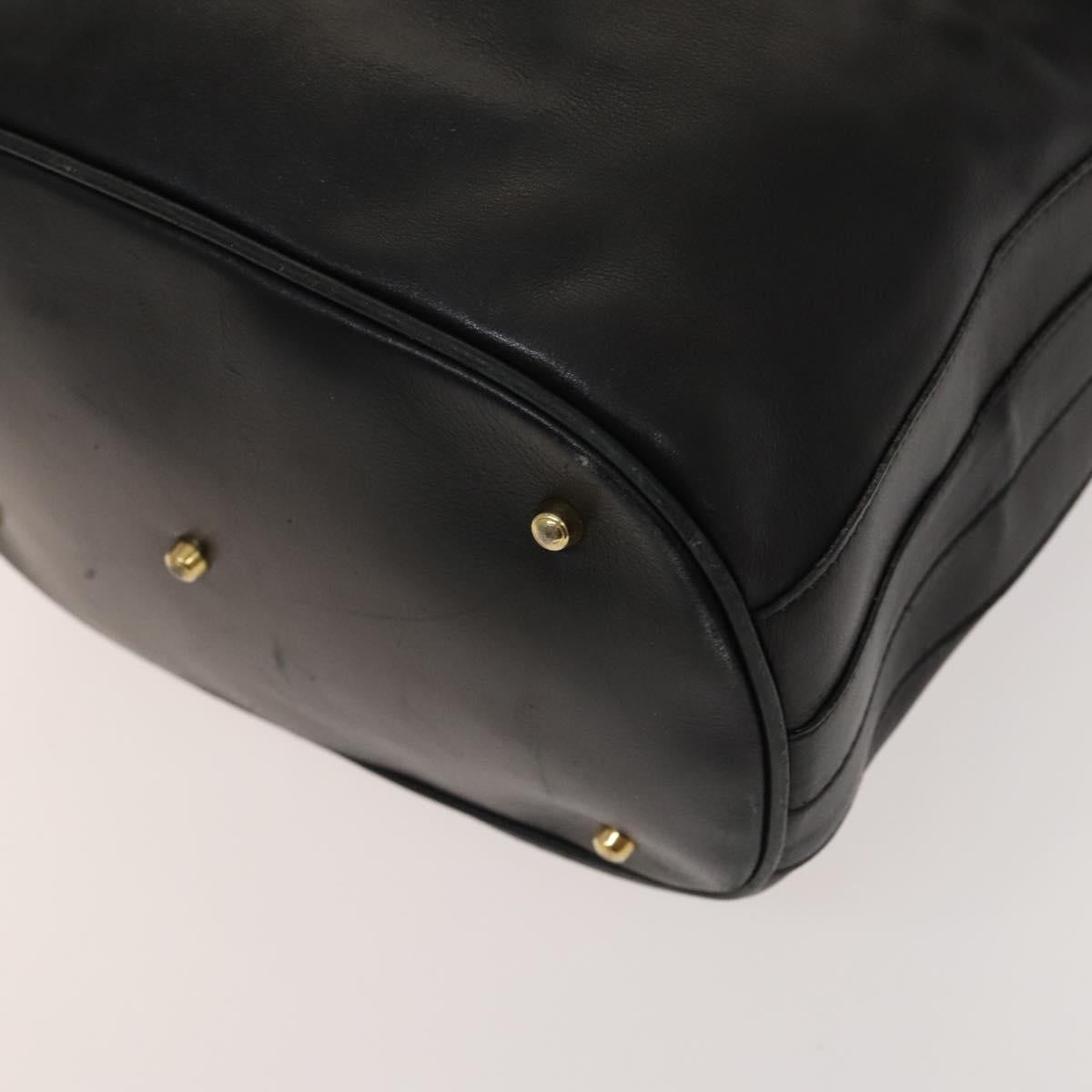 GUCCI Bamboo Hand Bag Leather 2way Black Gold 001 2855 1657 0 Auth 126167