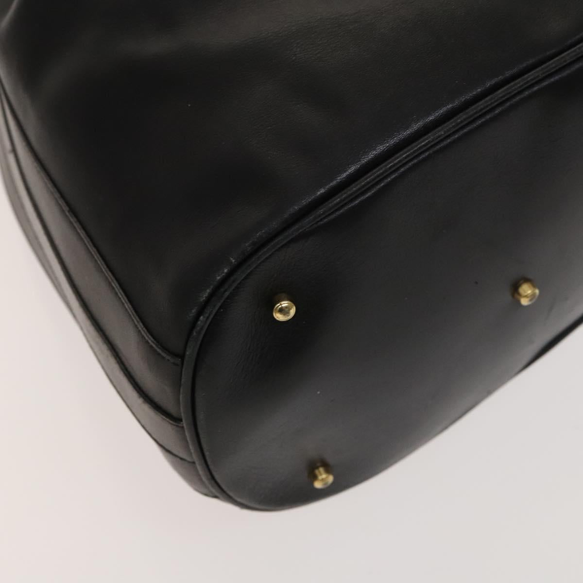GUCCI Bamboo Hand Bag Leather 2way Black Gold 001 2855 1657 0 Auth 126167