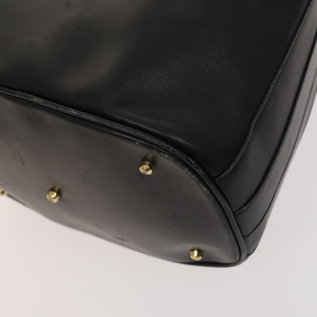 GUCCI Bamboo Hand Bag Leather 2way Black Gold 001 2855 1657 0 Auth 126167