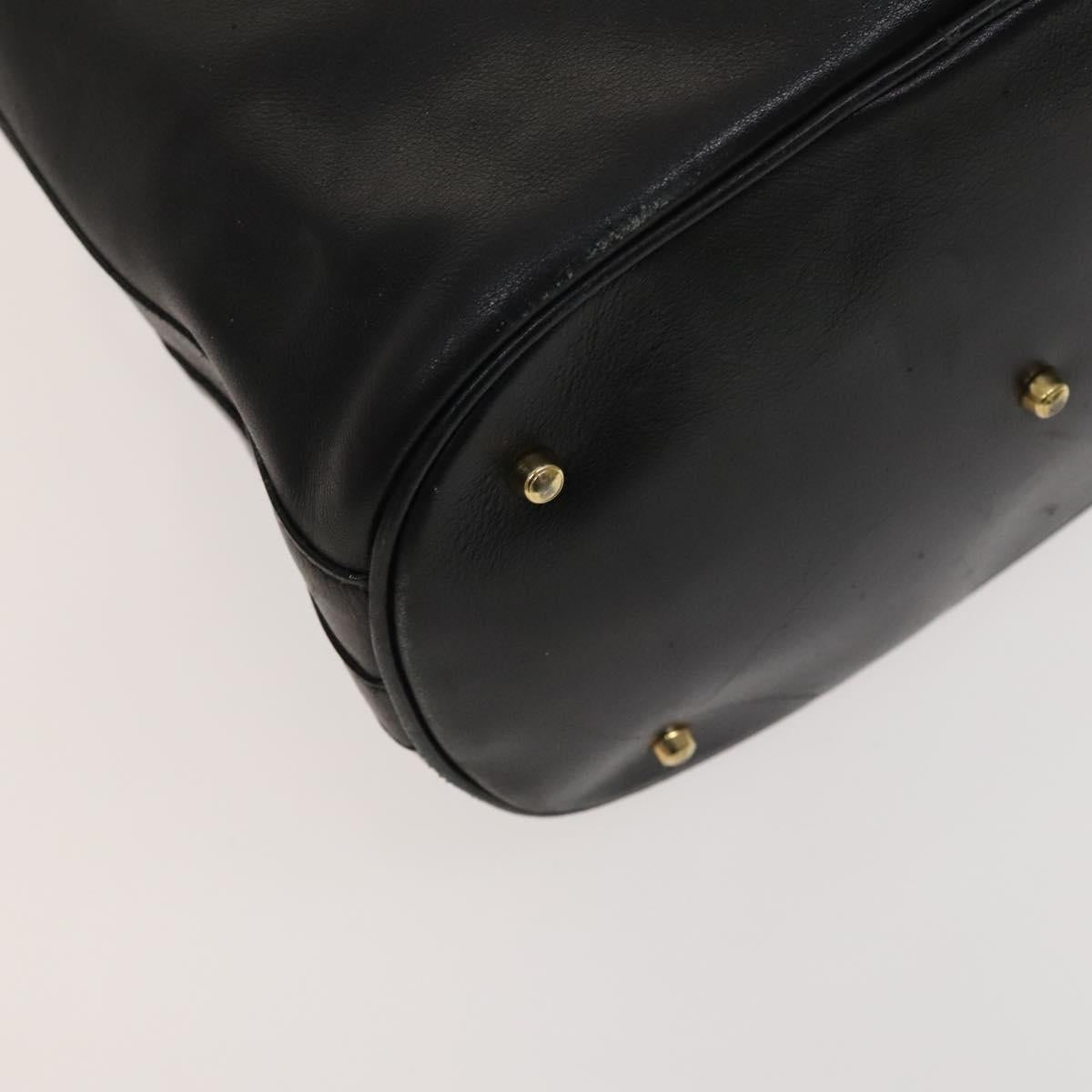 GUCCI Bamboo Hand Bag Leather 2way Black Gold 001 2855 1657 0 Auth 126167