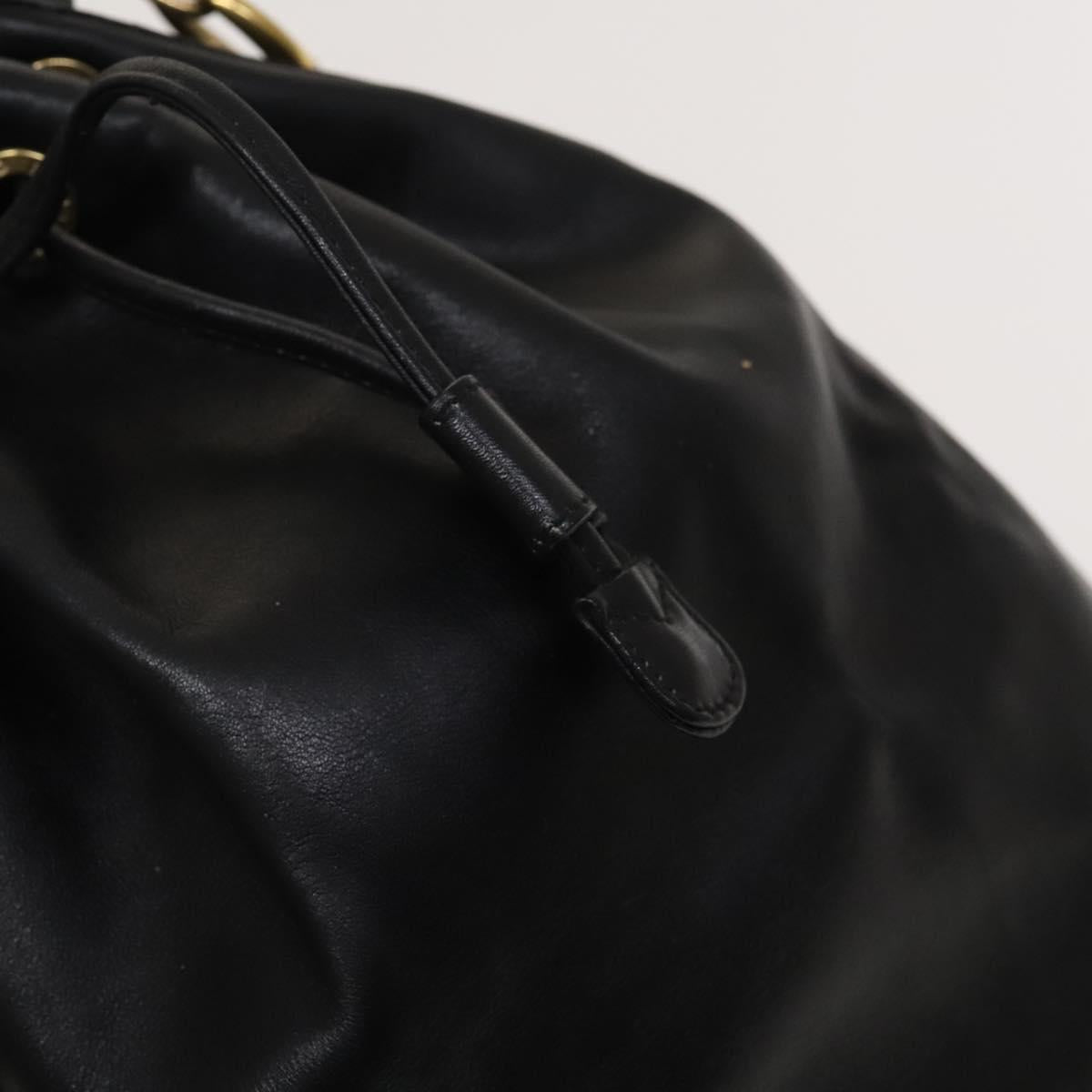 GUCCI Bamboo Hand Bag Leather 2way Black Gold 001 2855 1657 0 Auth 126167