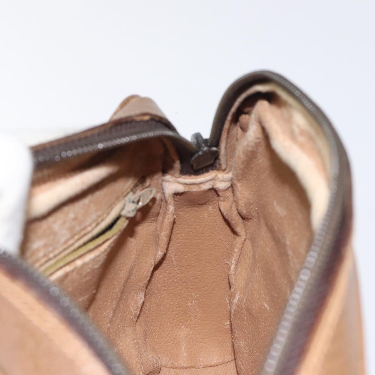 GUCCI Web Sherry Line Shoulder Bag Leather Brown Gold Auth 126169