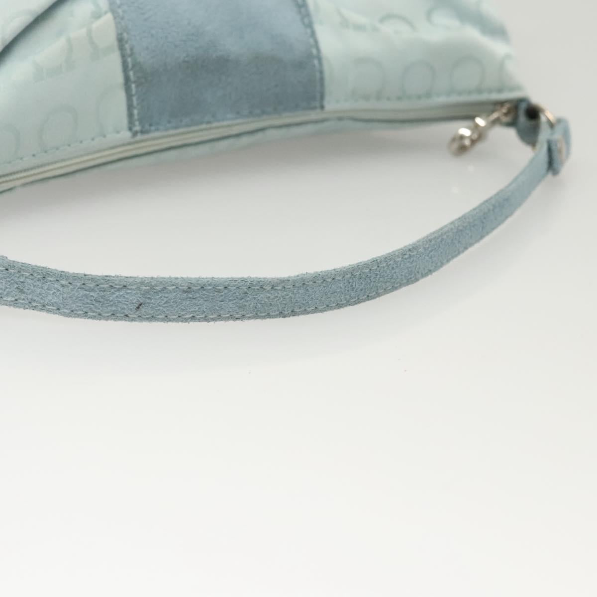 Salvatore Ferragamo Gancini Accessory Pouch Nylon Blue Silver Auth 126174
