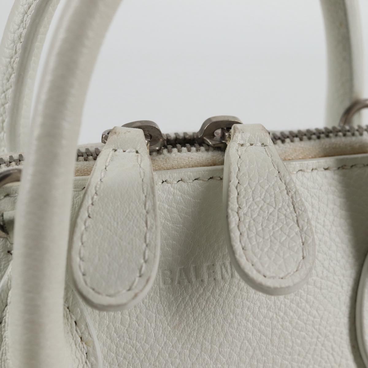 BALENCIAGA Ville Top Handle Hand Bag Leather 2way White 550646 Auth 126183M