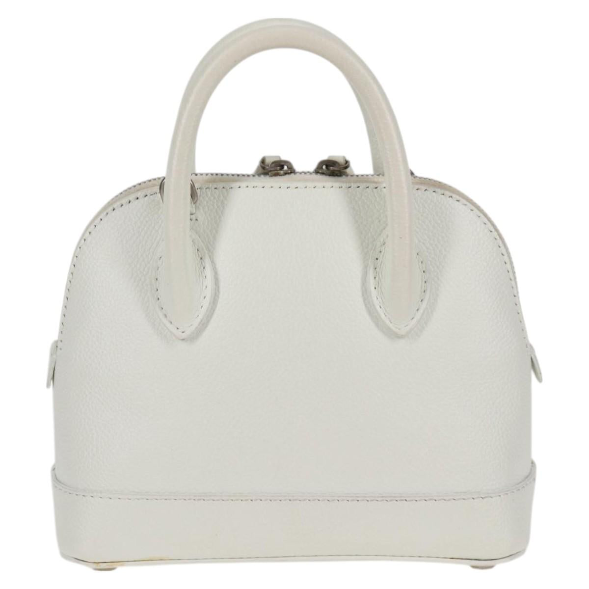 BALENCIAGA Ville Top Handle Hand Bag Leather 2way White 550646 Auth 126183M