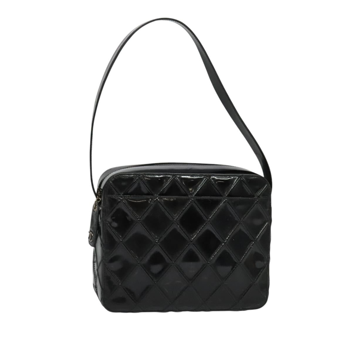 CHANEL Bicolore Shoulder Bag Enamel Black CC Auth 126184