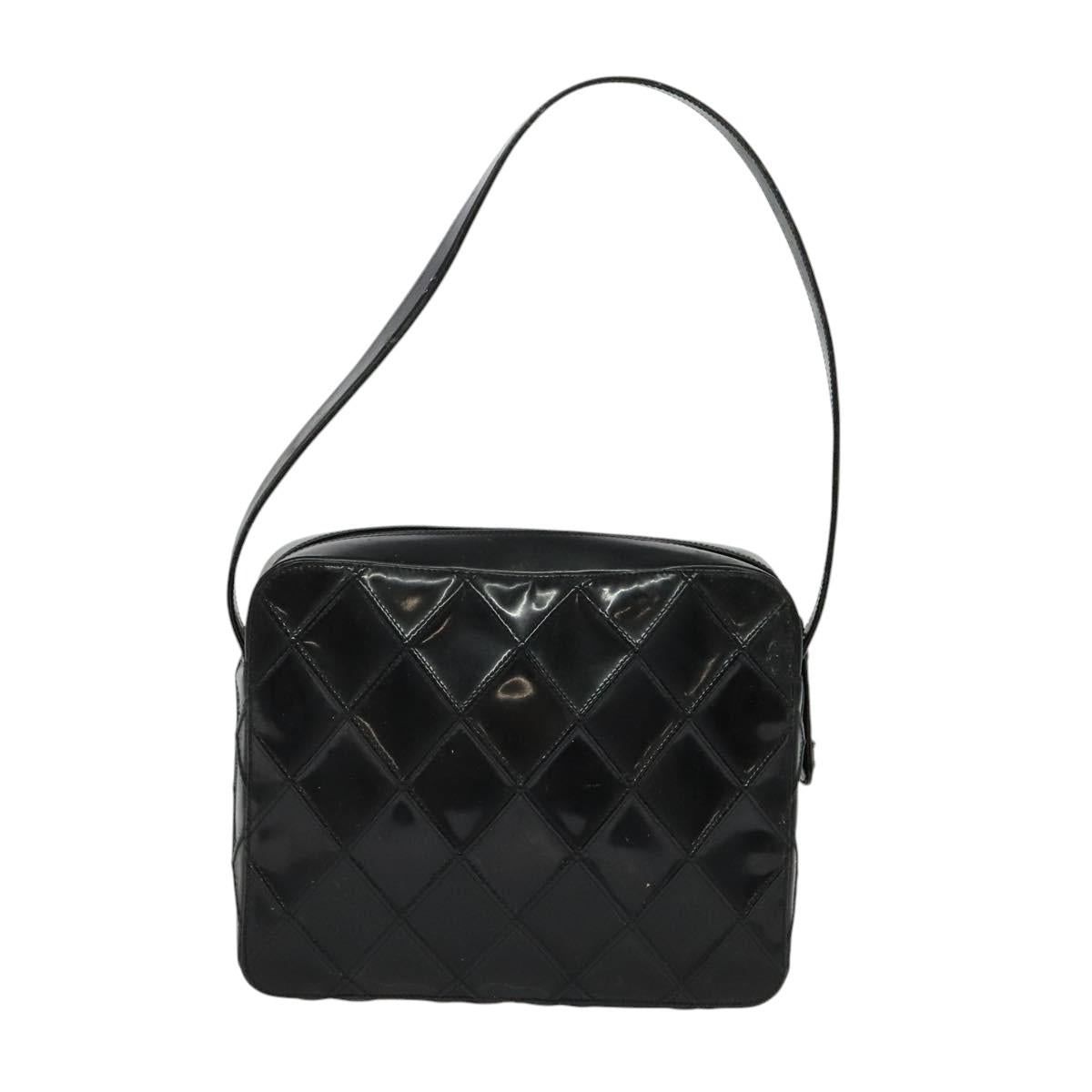 CHANEL Bicolore Shoulder Bag Enamel Black CC Auth 126184