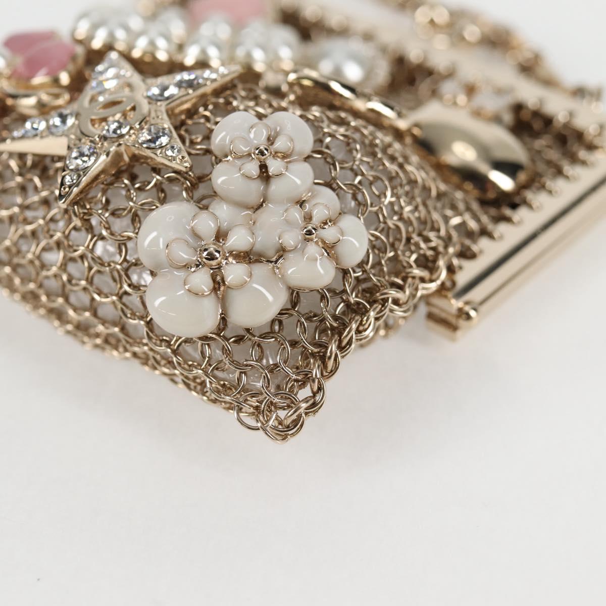 CHANEL Camellia COCO Mark Chain Pouch metal Gold AP2890 CC Auth 126238SM
