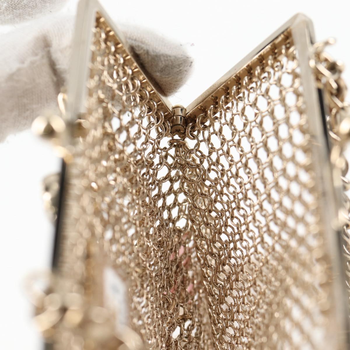 CHANEL Camellia COCO Mark Chain Pouch metal Gold AP2890 CC Auth 126238SM