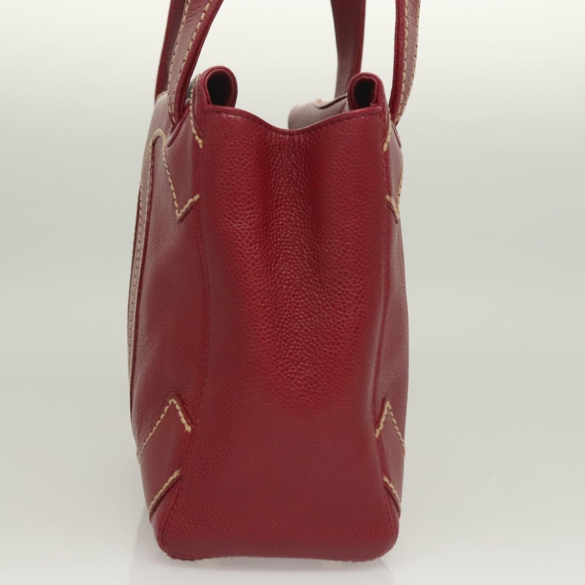 CHANEL Wild Stitch Hand Bag Caviar Skin Bordeaux Gold CC Auth 126239V