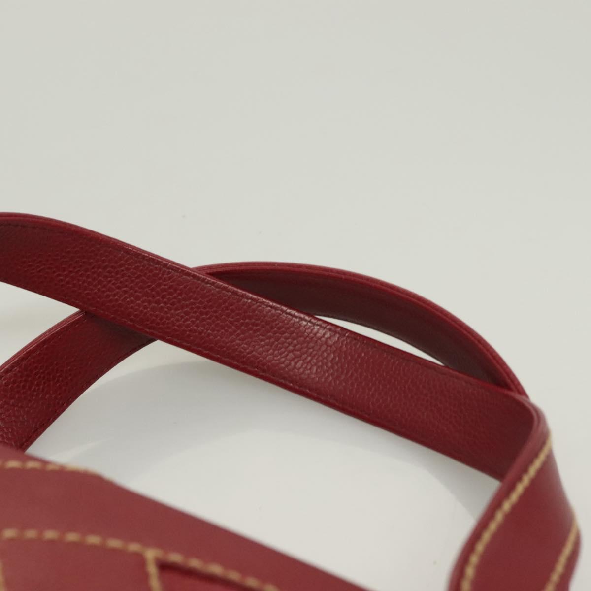 CHANEL Wild Stitch Hand Bag Caviar Skin Bordeaux Gold CC Auth 126239V