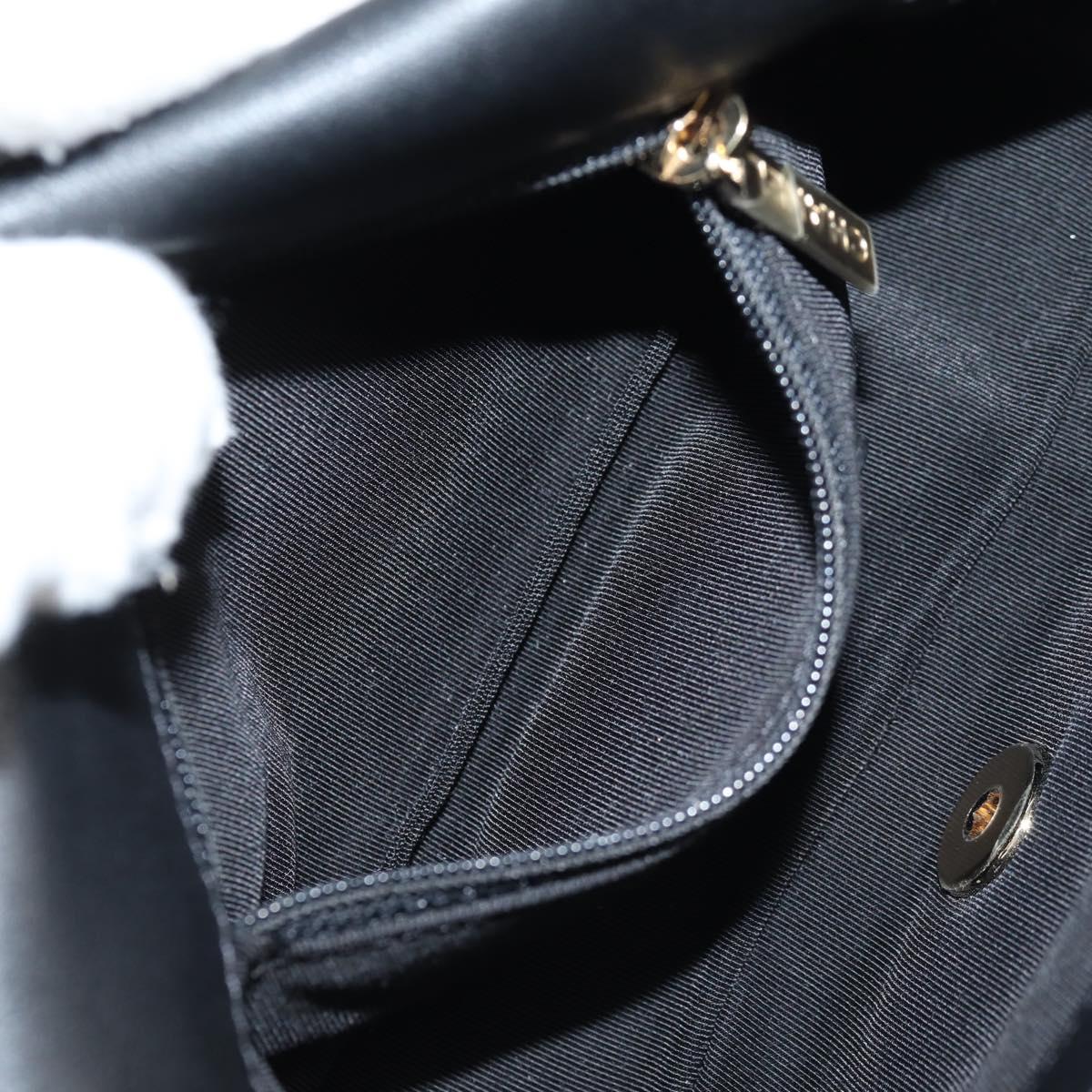 CHANEL Chain Pearl Shoulder Bag Tweed Navy Gold black CC Auth 126241SM