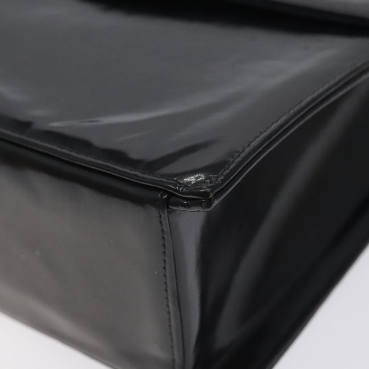 CHANEL COCO Mark Chain Hand Bag Patent leather Black Silver CC Auth 126242