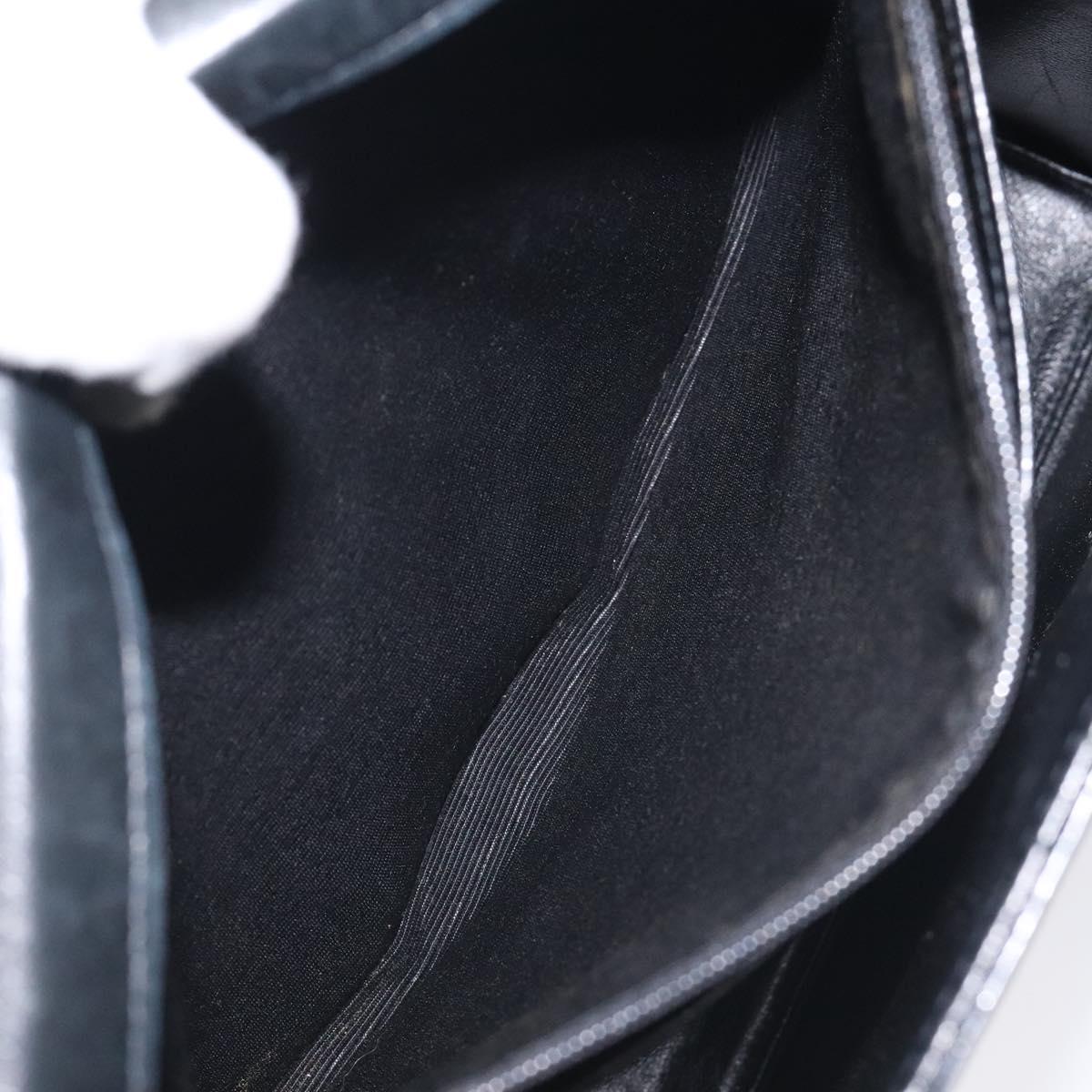 CHANEL COCO Mark Chain Hand Bag Patent leather Black Silver CC Auth 126242