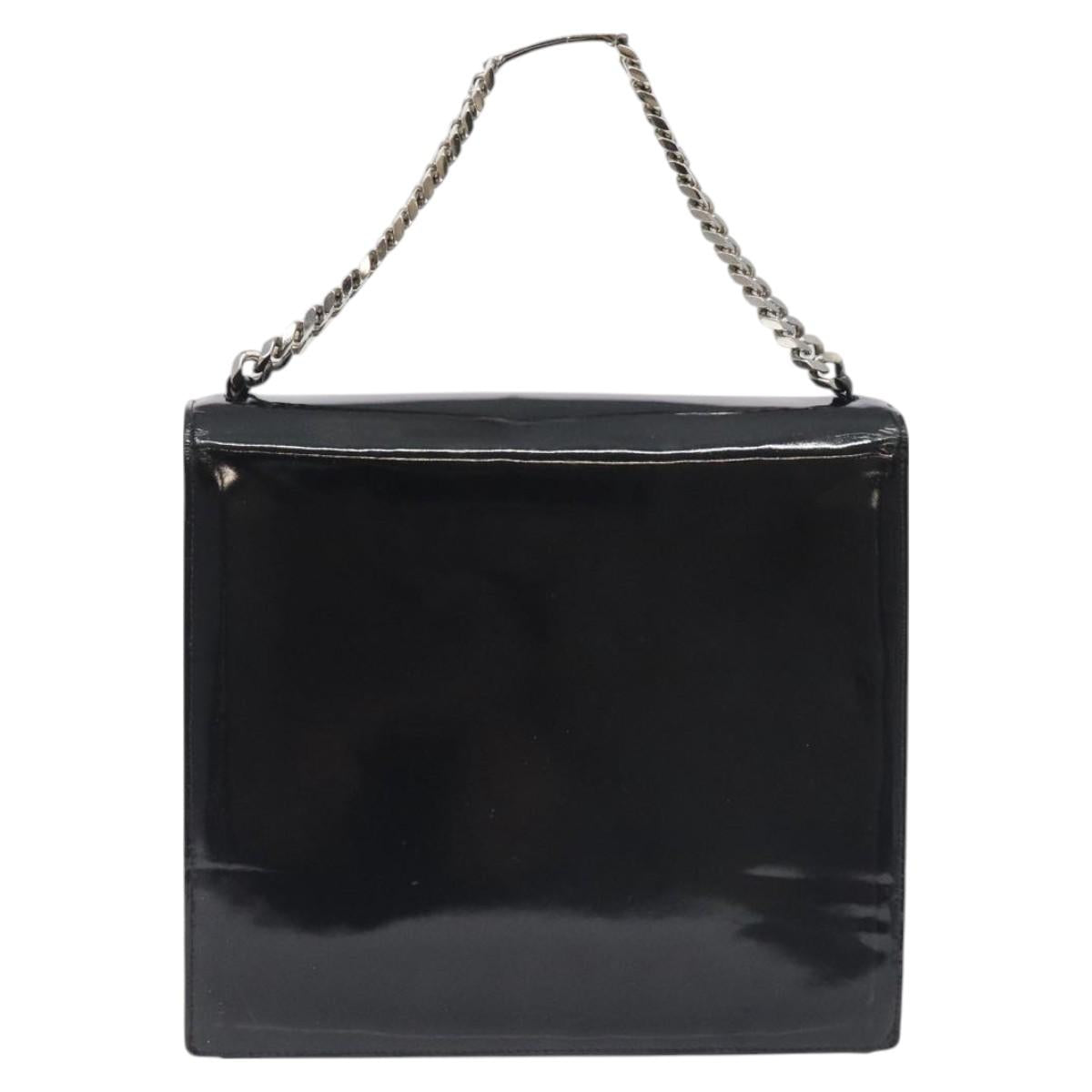 CHANEL COCO Mark Chain Hand Bag Patent leather Black Silver CC Auth 126242