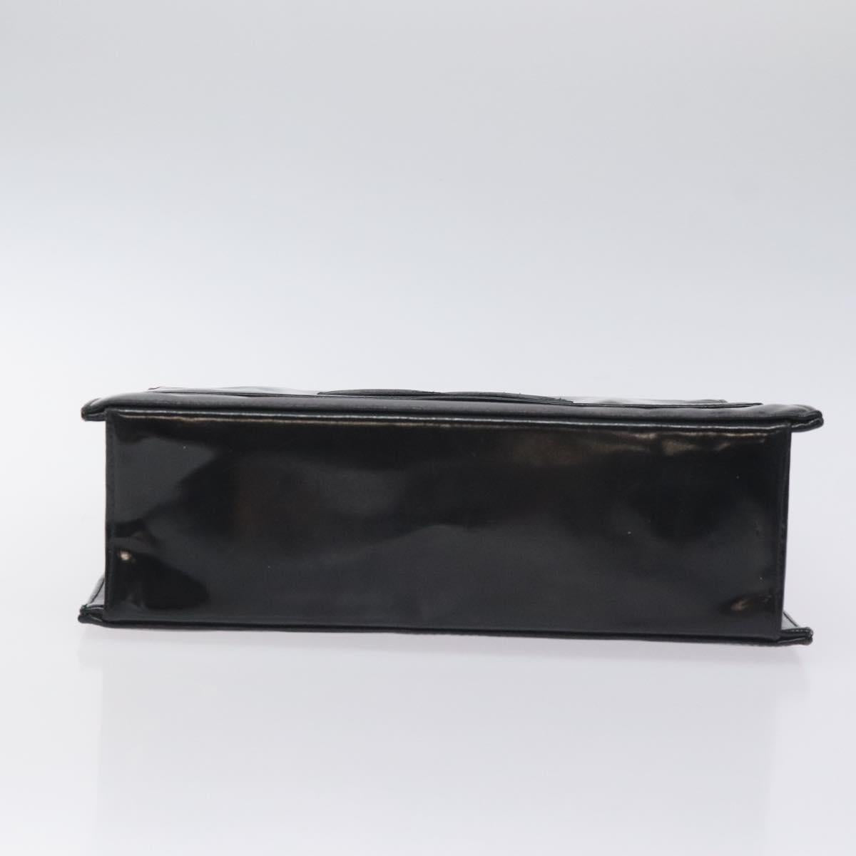 CHANEL COCO Mark Chain Hand Bag Patent leather Black Silver CC Auth 126242