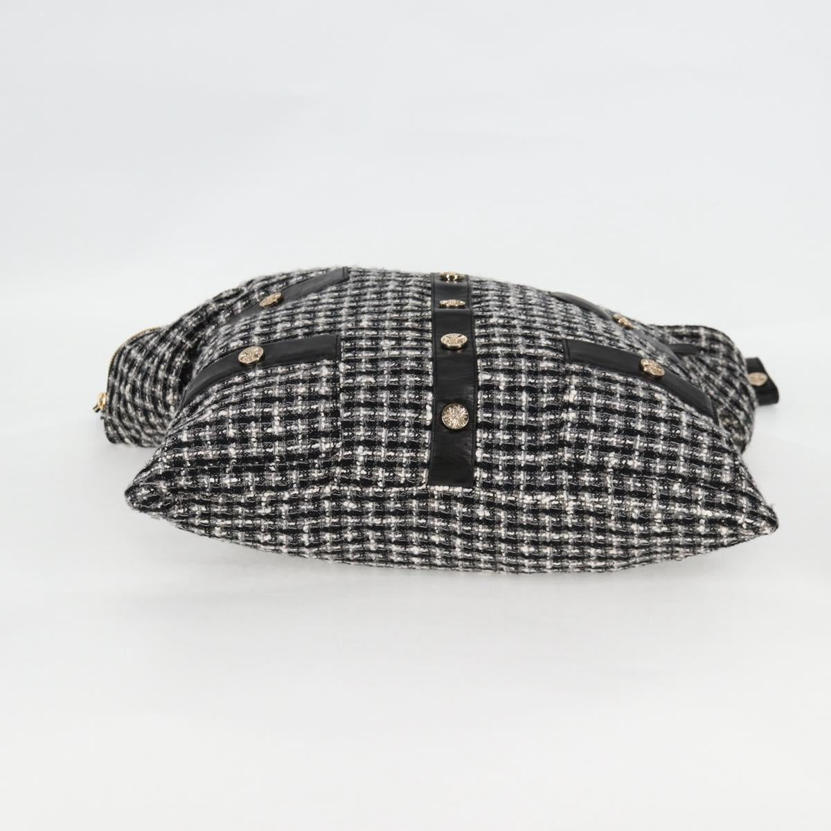 CHANEL Girl Chanel Jacket Shoulder Bag tweed Black White CC Auth 126244V