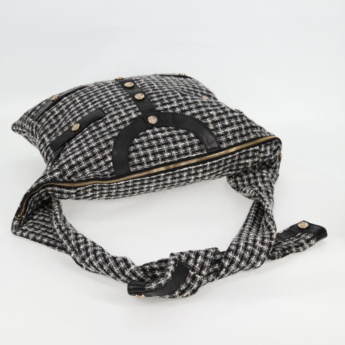 CHANEL Girl Chanel Jacket Shoulder Bag tweed Black White CC Auth 126244V