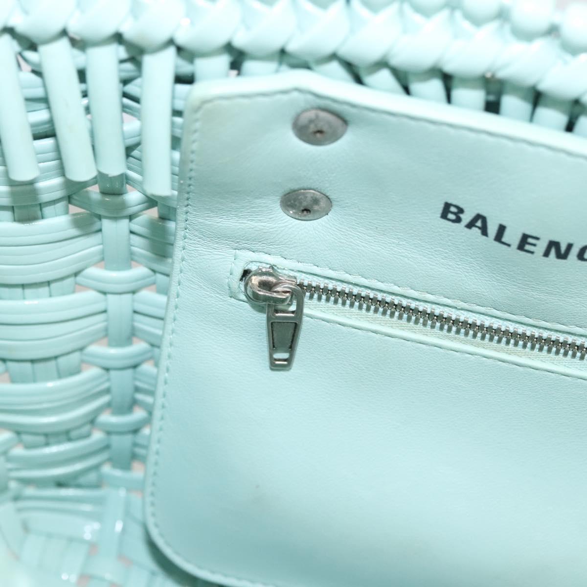 BALENCIAGA Hand Bag Vinyl 2way Green Silver Auth 126258
