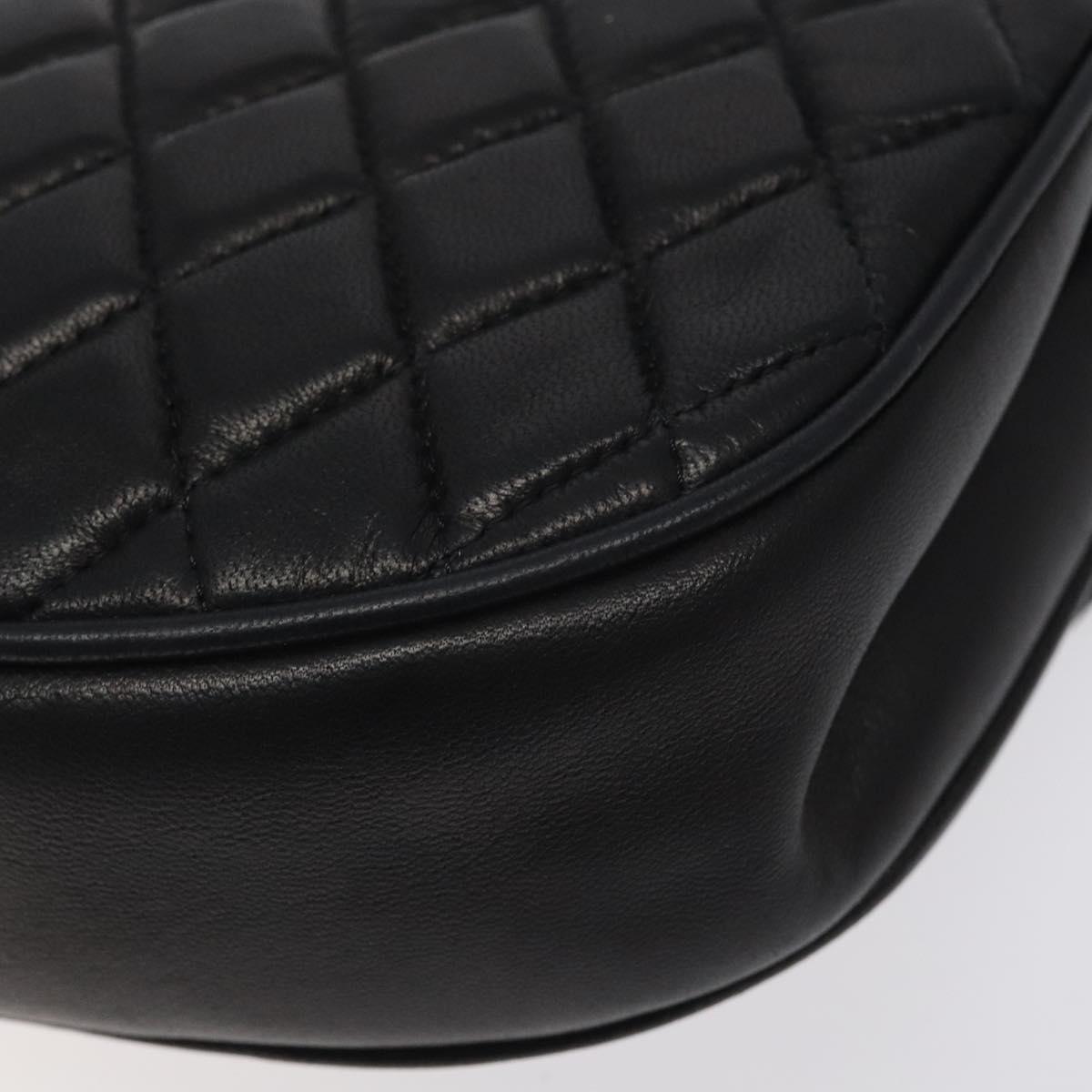 BALLY Chain Shoulder Bag Leather Black Gold Auth 126259