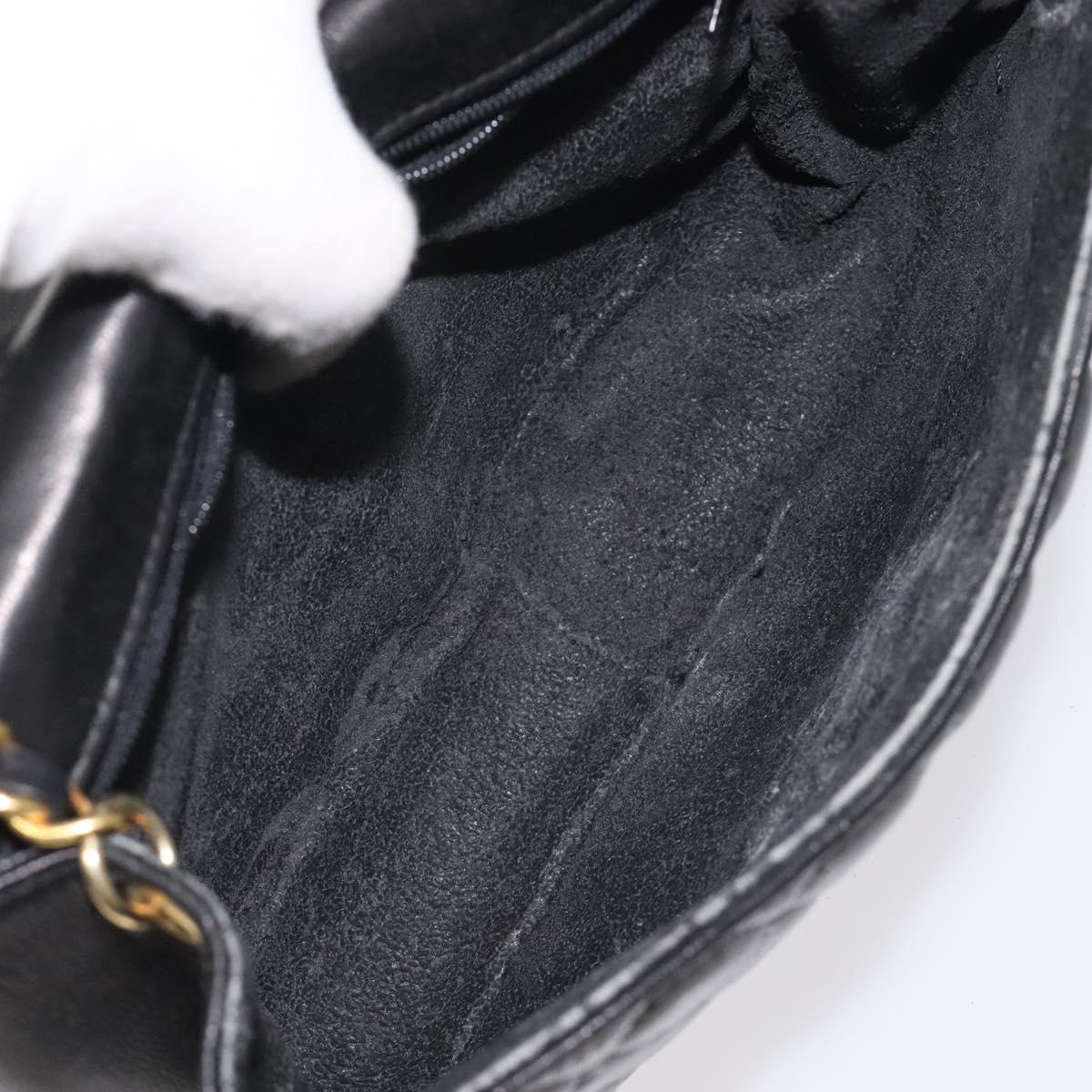 BALLY Chain Shoulder Bag Leather Black Gold Auth 126259