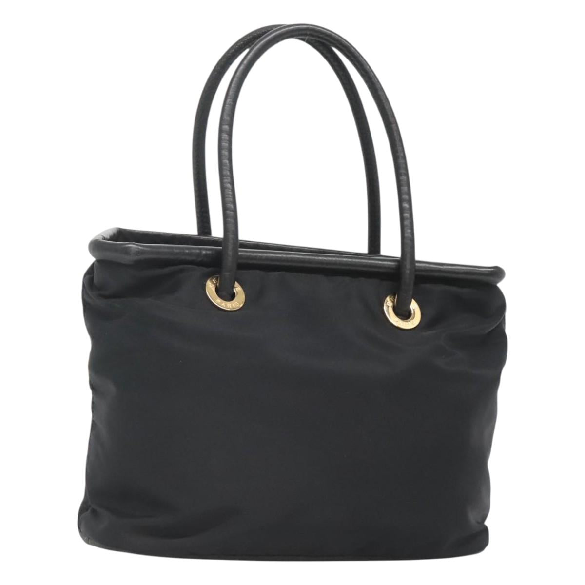 CELINE Tote Bag Nylon Black Gold Auth 126261
