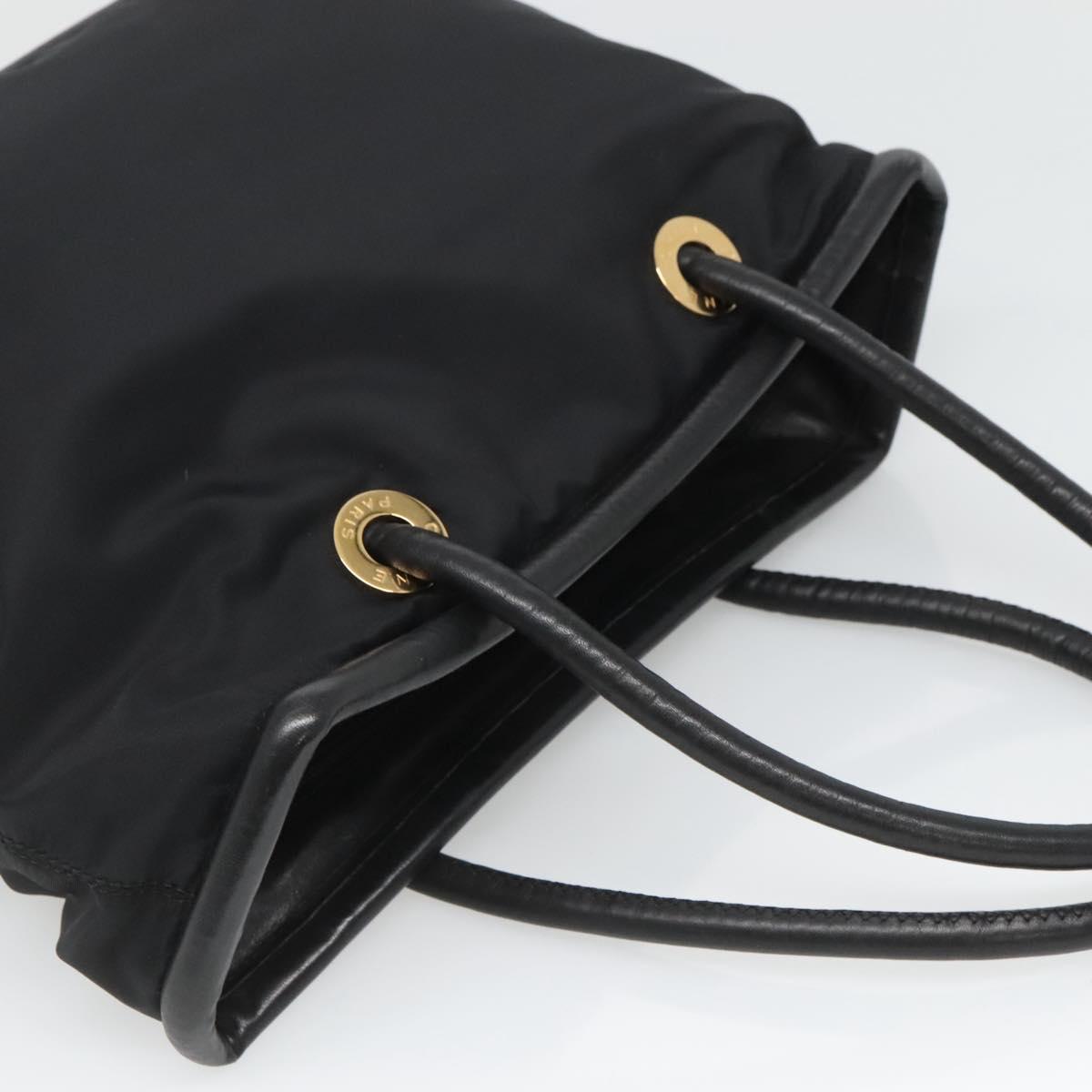 CELINE Tote Bag Nylon Black Gold Auth 126261