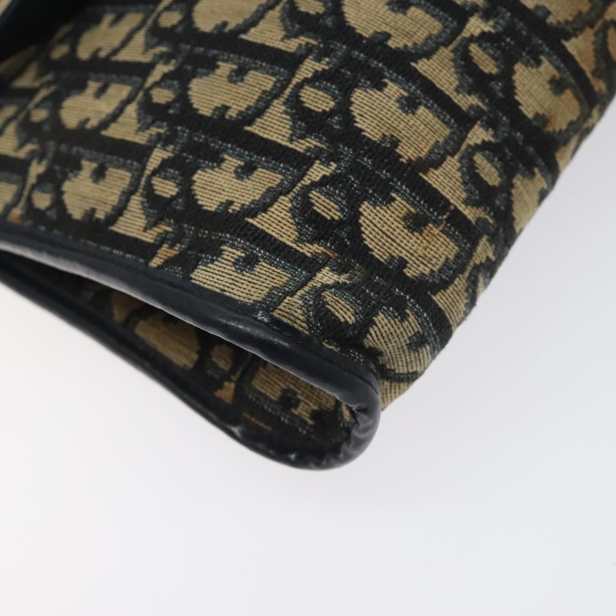 Christian Dior Trotter Canvas Shoulder Bag Navy Gold Auth 126267
