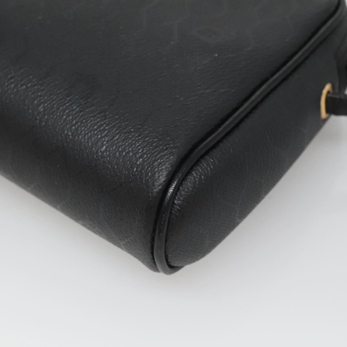 Christian Dior Honeycomb Canvas Shoulder Bag PVC Black Gold Auth 126268